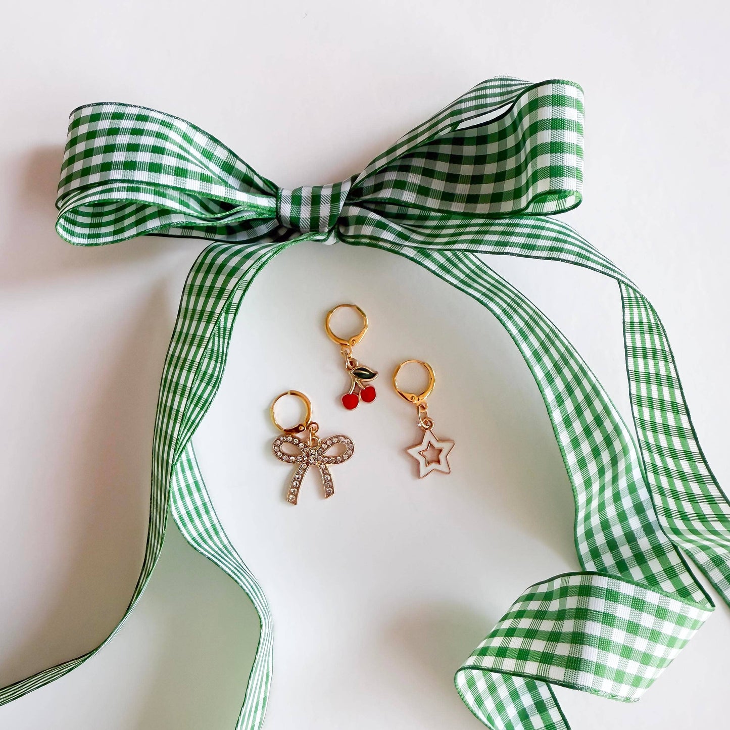 Sneaker Charms and Laces Set | Green Gingham Laces