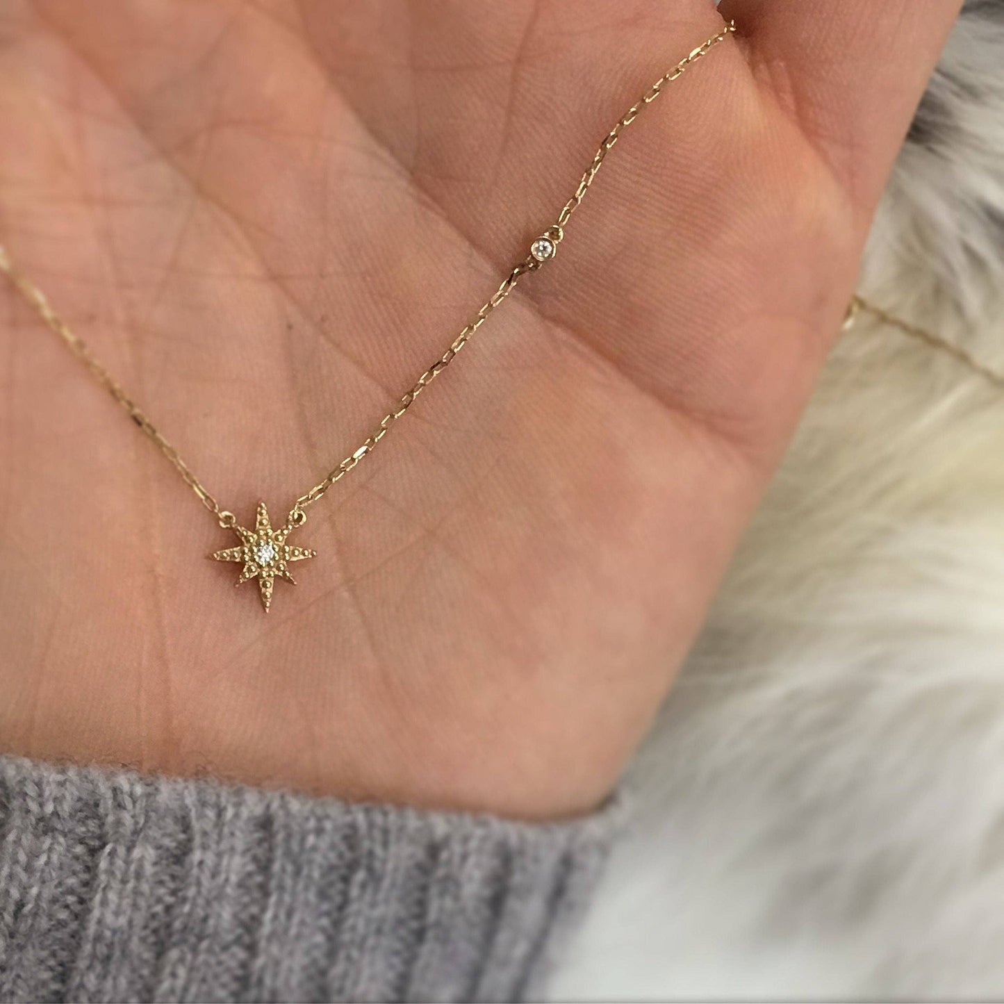 Diamond Stardust Pendant Necklace | Solid Gold