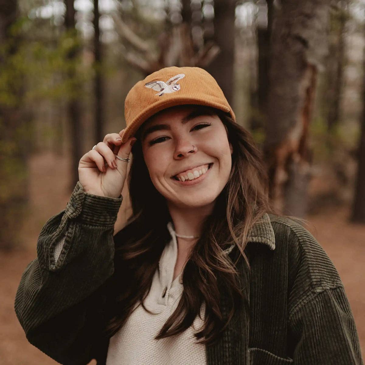 Barn Owl Corduroy Hat: Amber