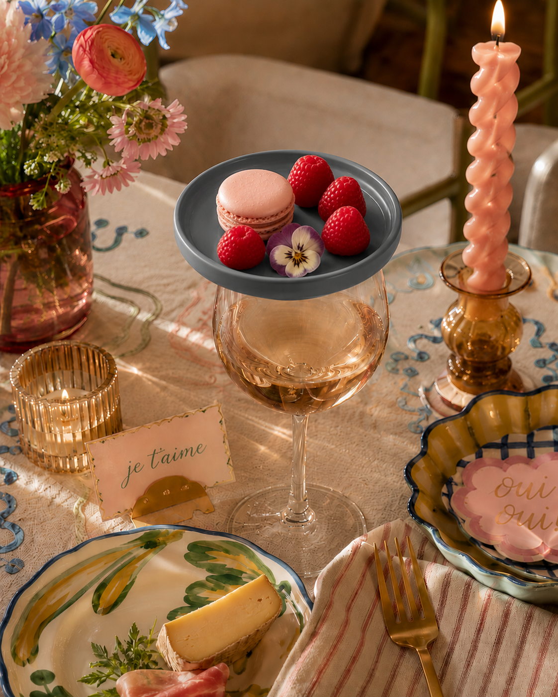 Charcuterie Wine Glass Toppers: Dusty Blue