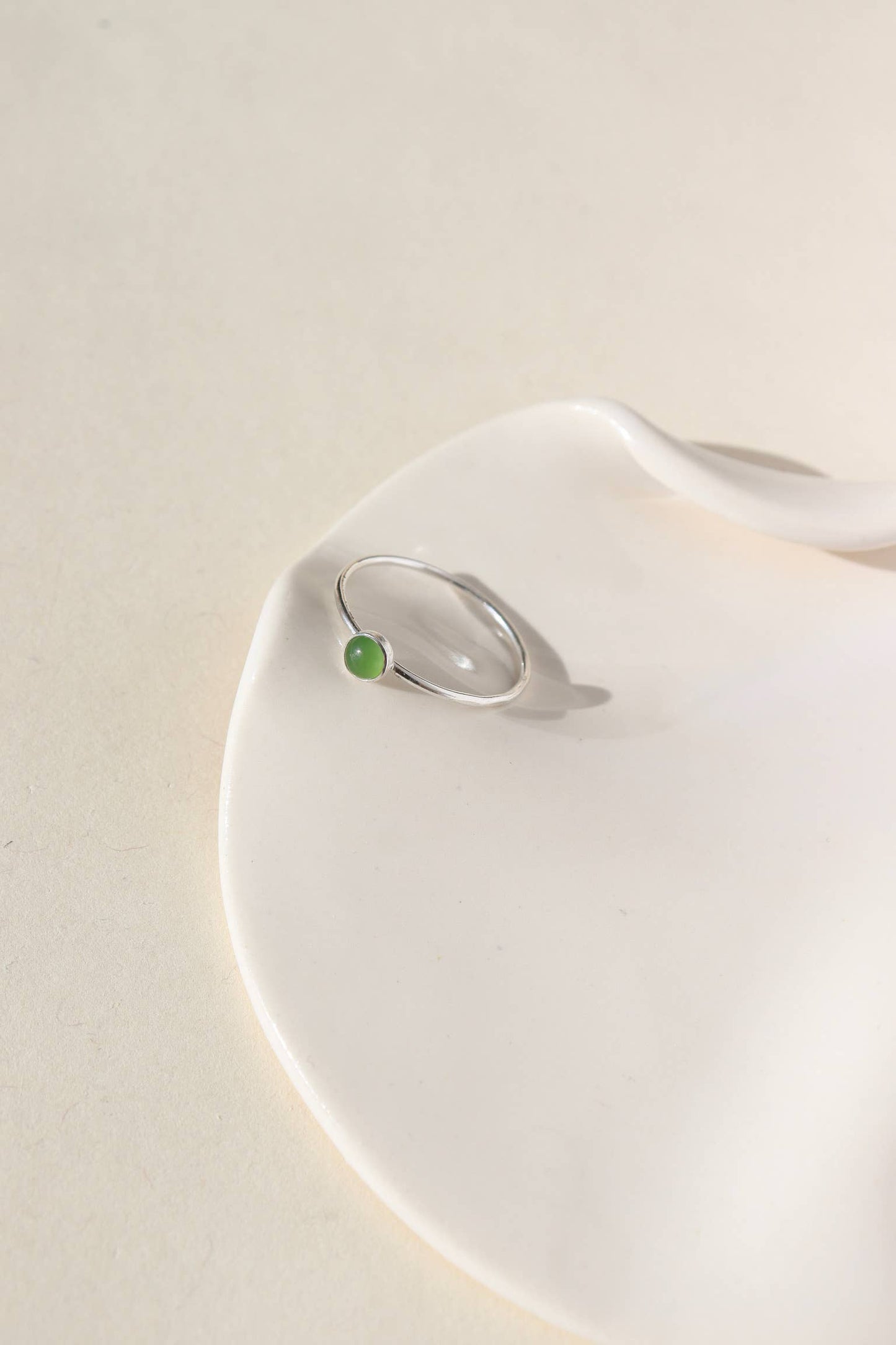 Jade Ring | Green Gemstone Ring: 14k Gold Fill / 7