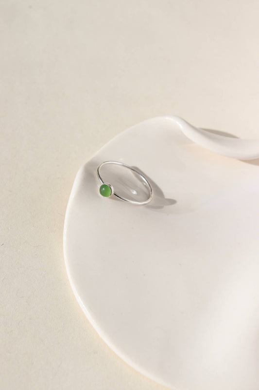 Jade Ring | Green Gemstone Ring: 14k Gold Fill / 8