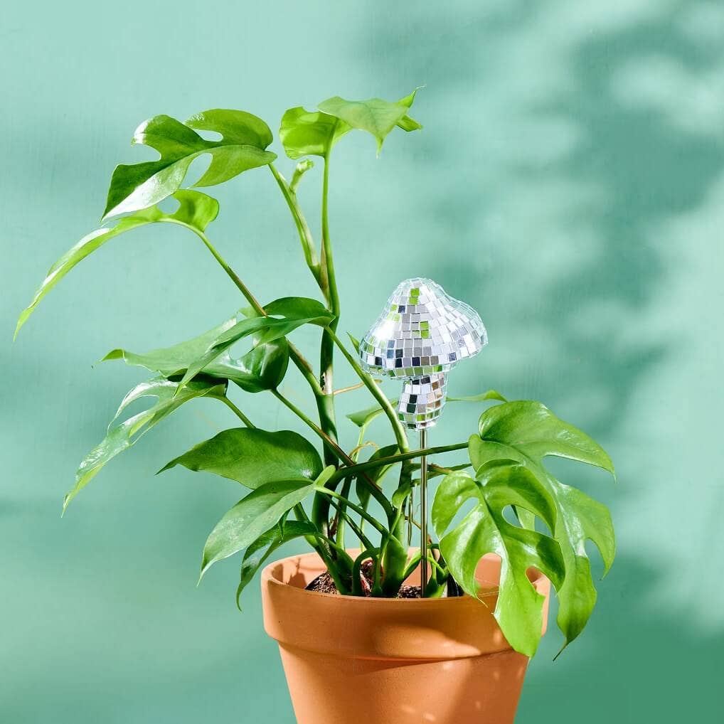 Mirror Disco Ball Decorative Plant Stakes | Disco Mushroom