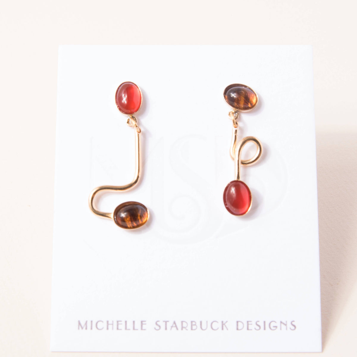 Carnelian + Tortoise Contour Earrings