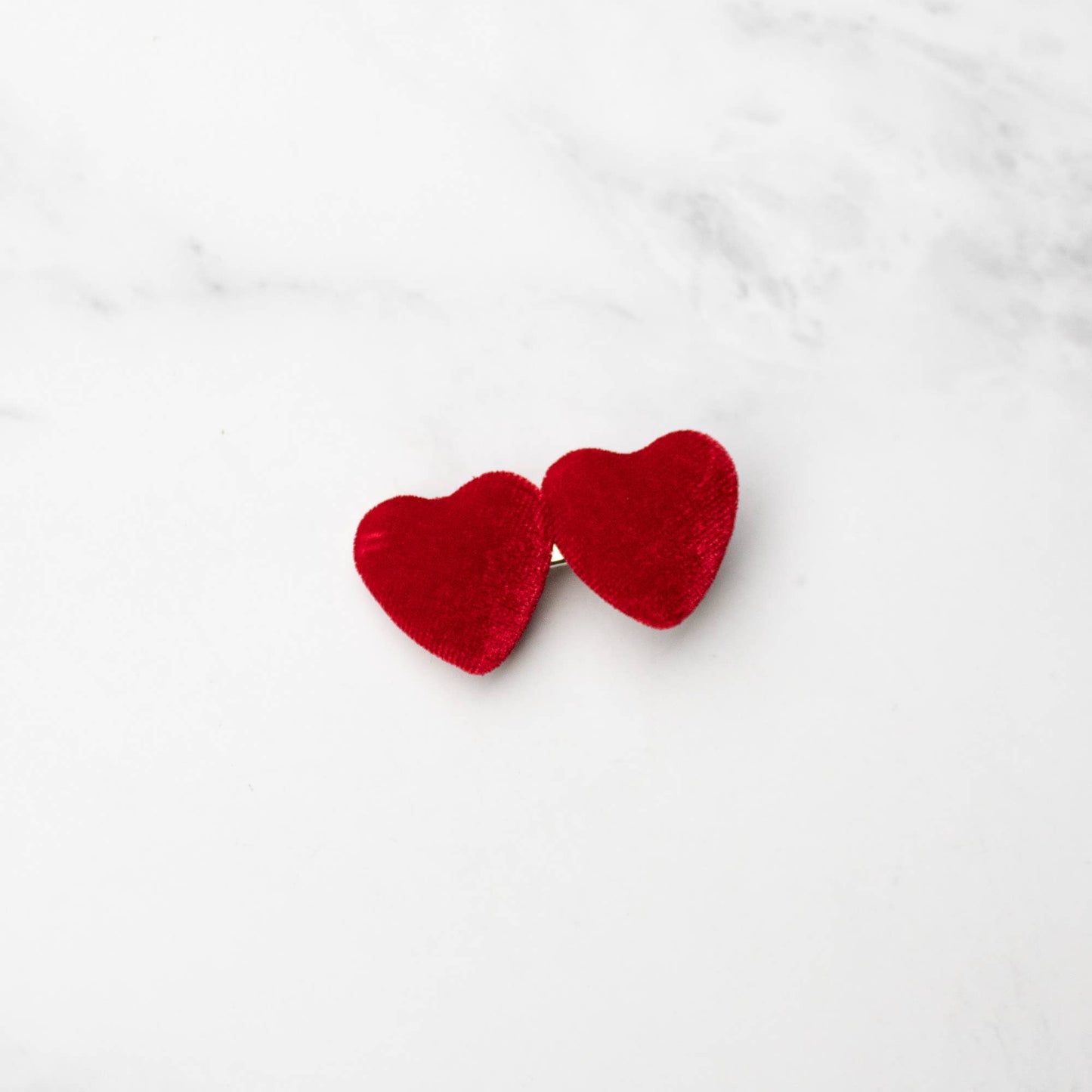 Double Velvet Heart Hair Pin | Red