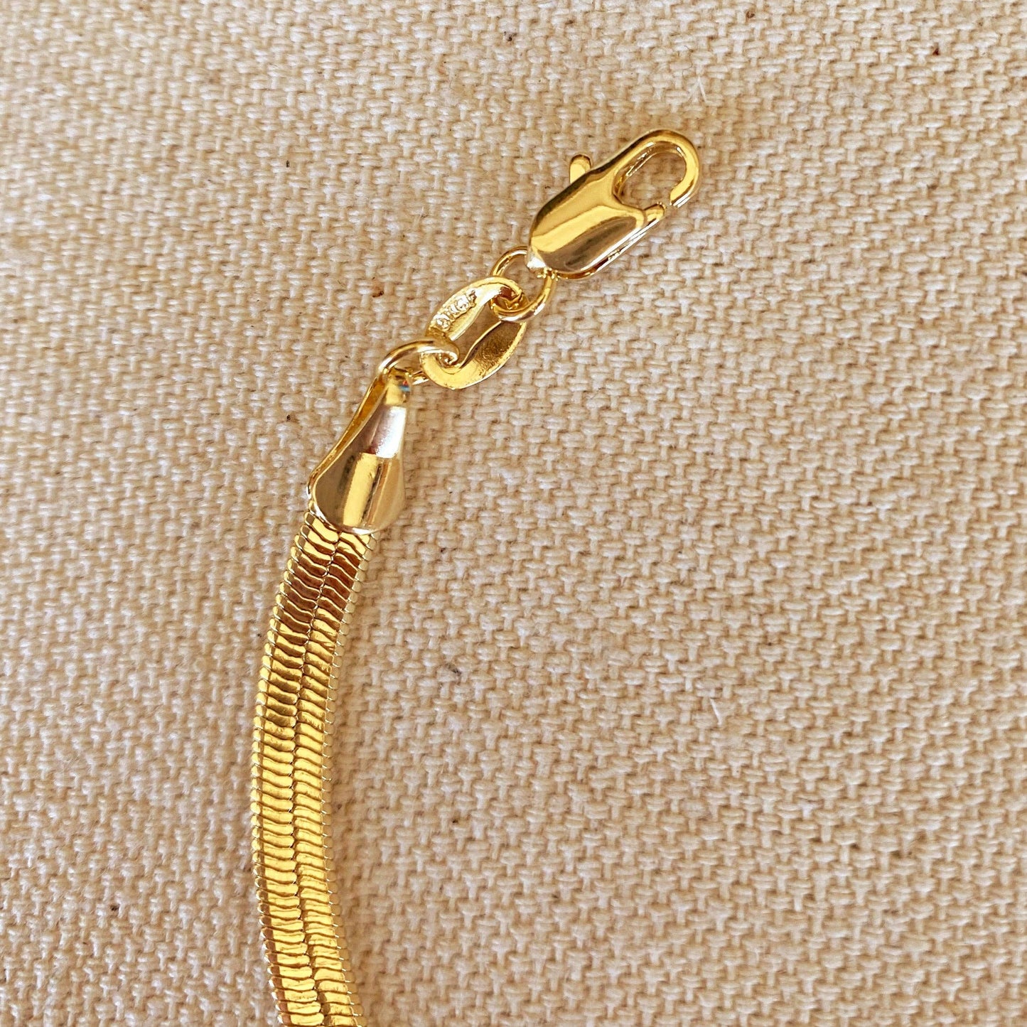 18k Gold Filled 4mm Herringbone Bracelet | 6 inches