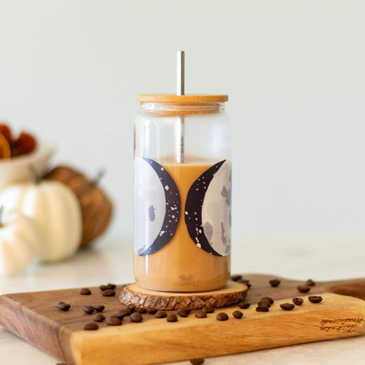 Moon Phases Glass Coffee Can