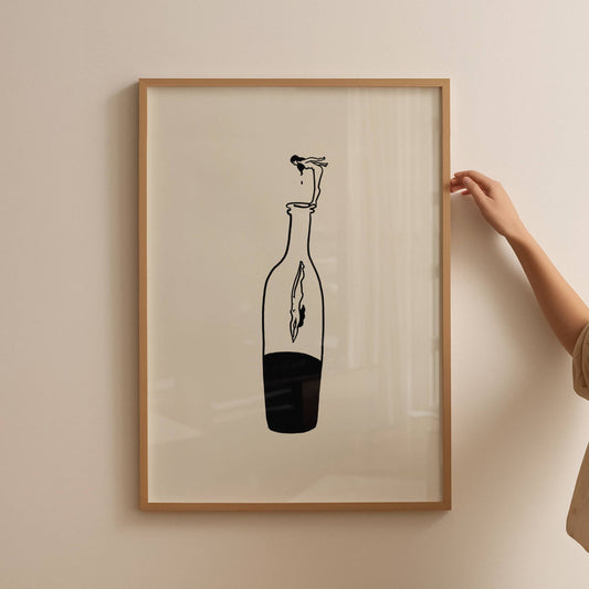 Wine Dive Minimal Art Print | Large