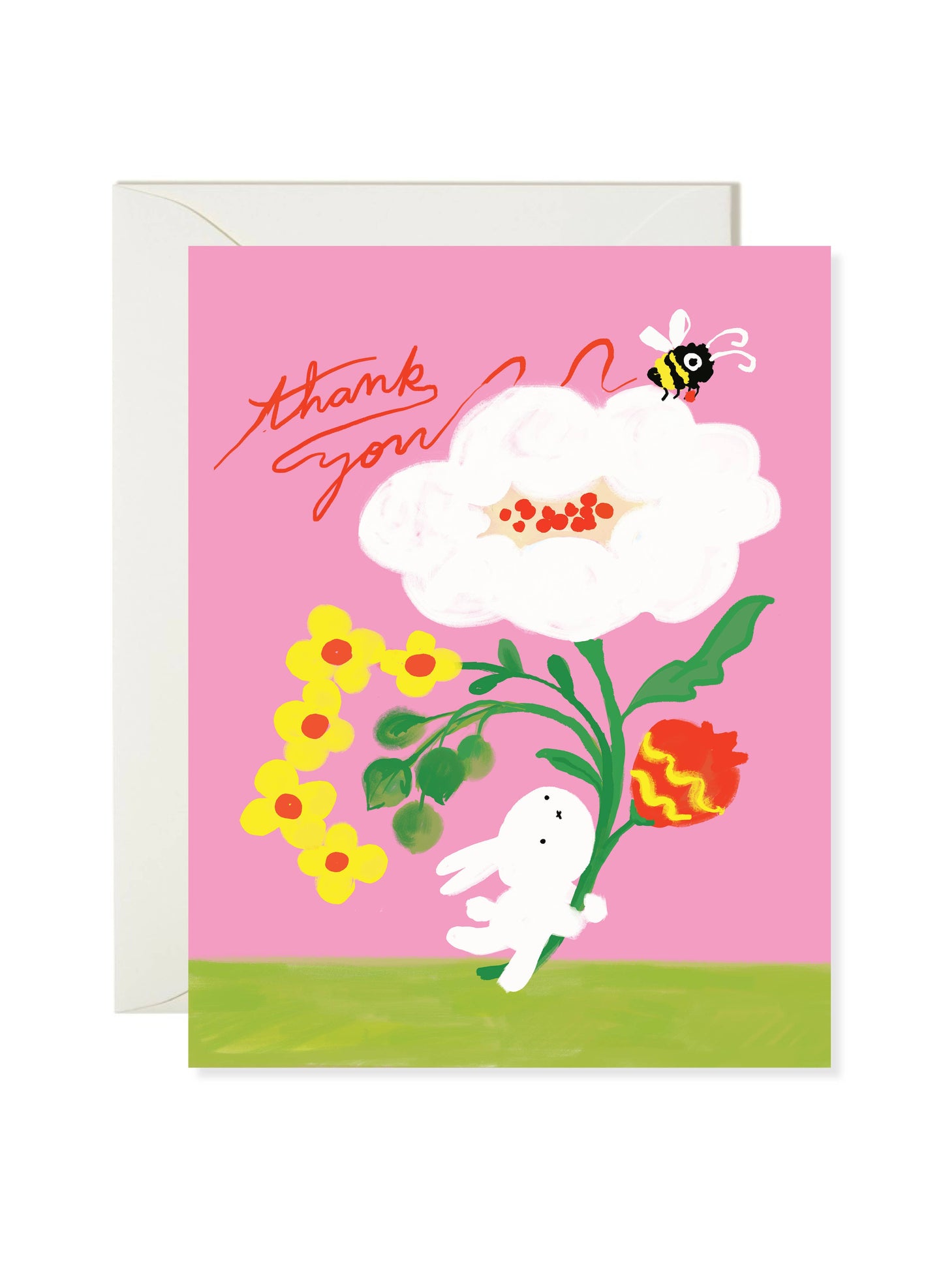 Bunny Bouquet - Cute Rabbit Thank You Card