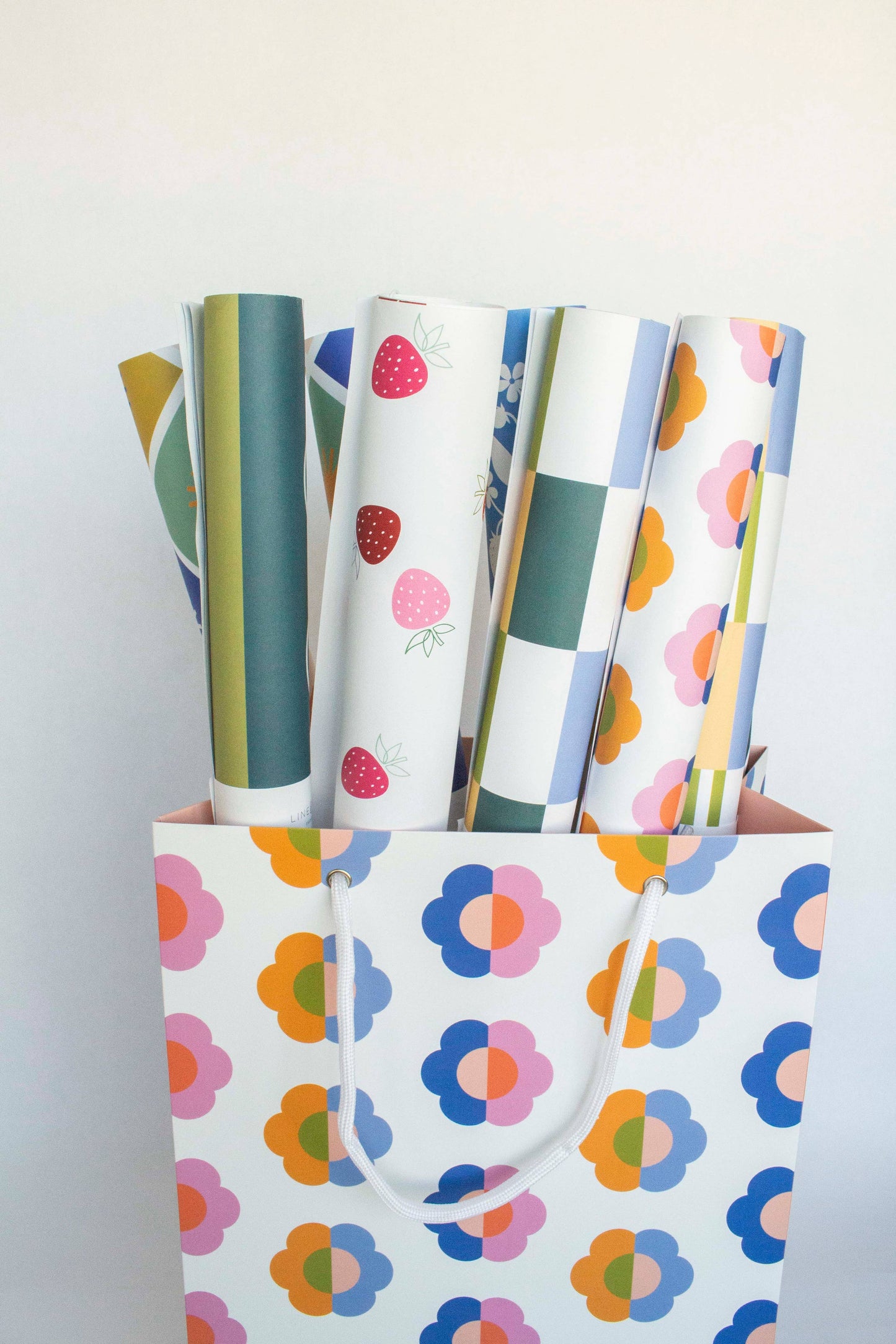 Gift Bag | Pink, Blue Daisy Flowers Birthday & Everyday Gift