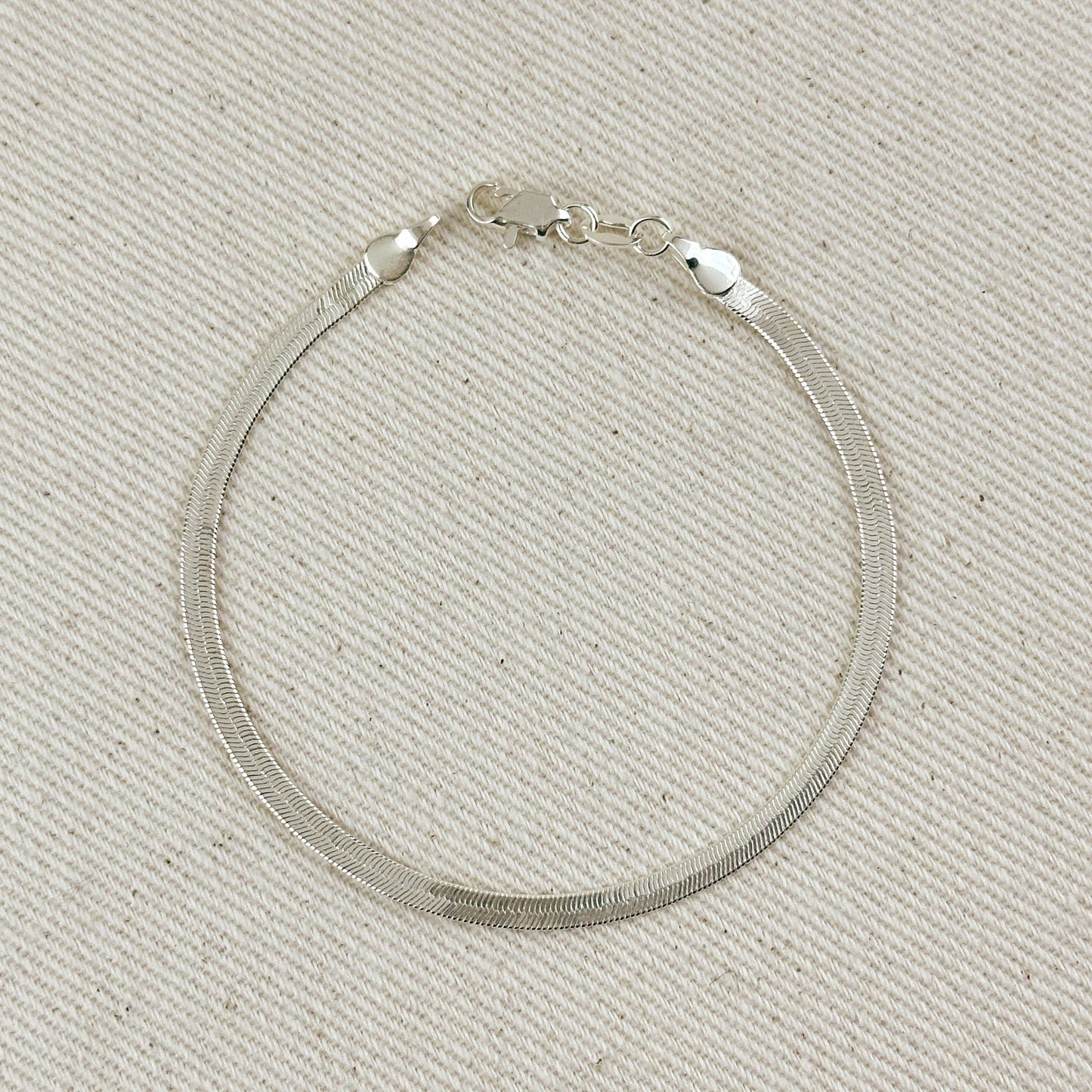 Sterling Silver Herringbone Bracelet | 8 Inches
