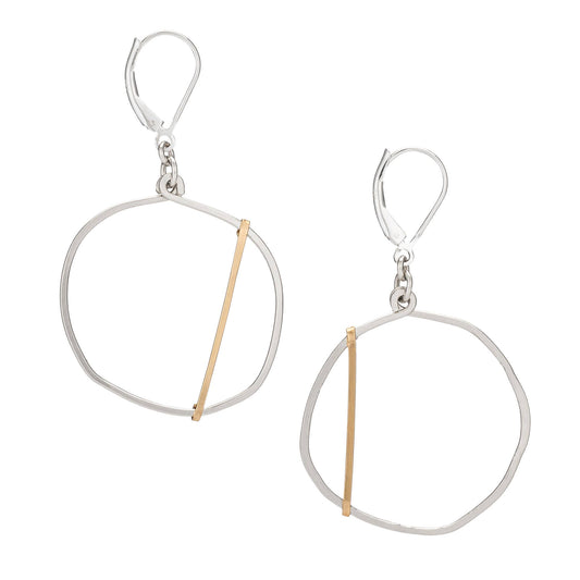 Golden Optimist Circle Earrings | Silver & Gold Mixed Metal