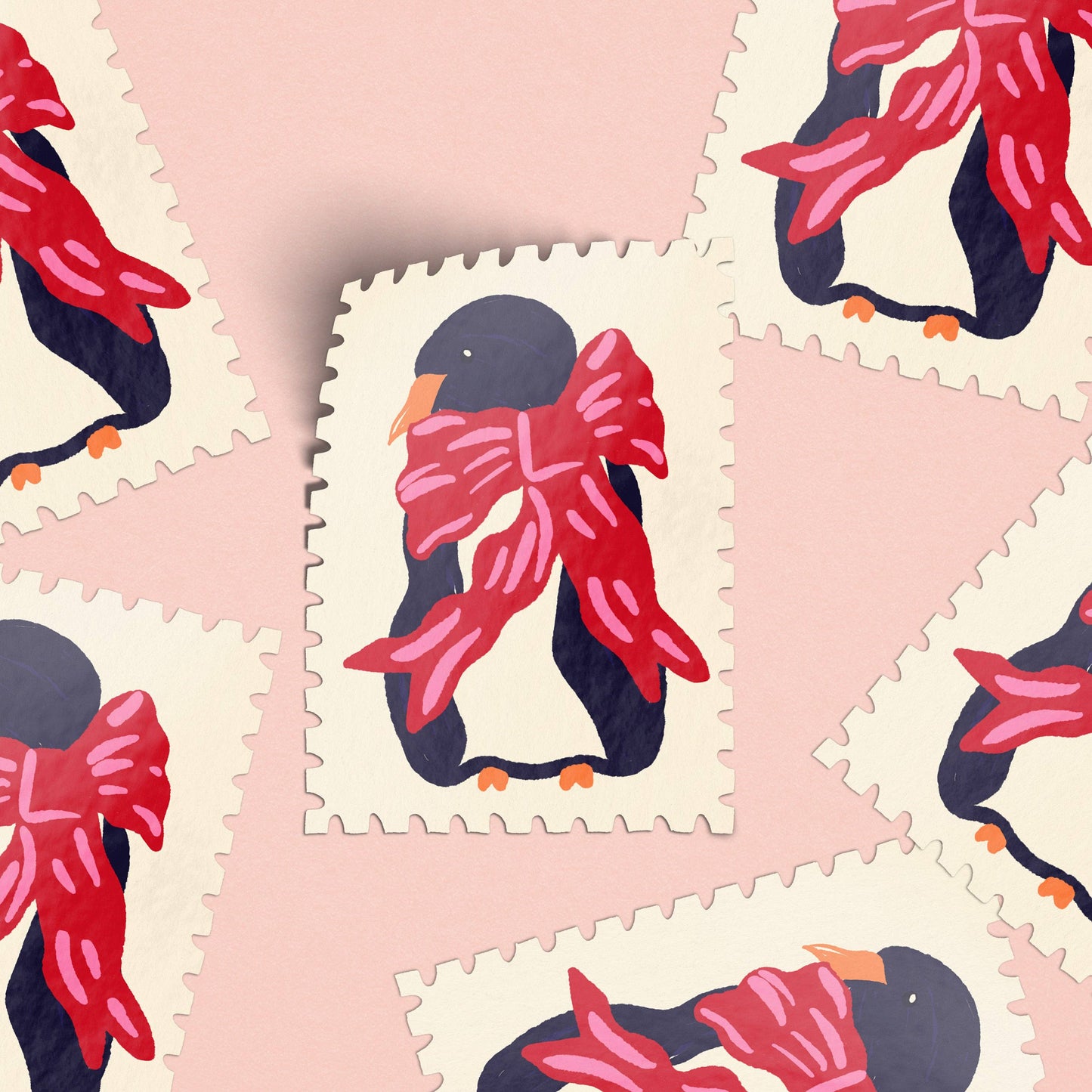 Penguin with a Bow Stamp Sticker