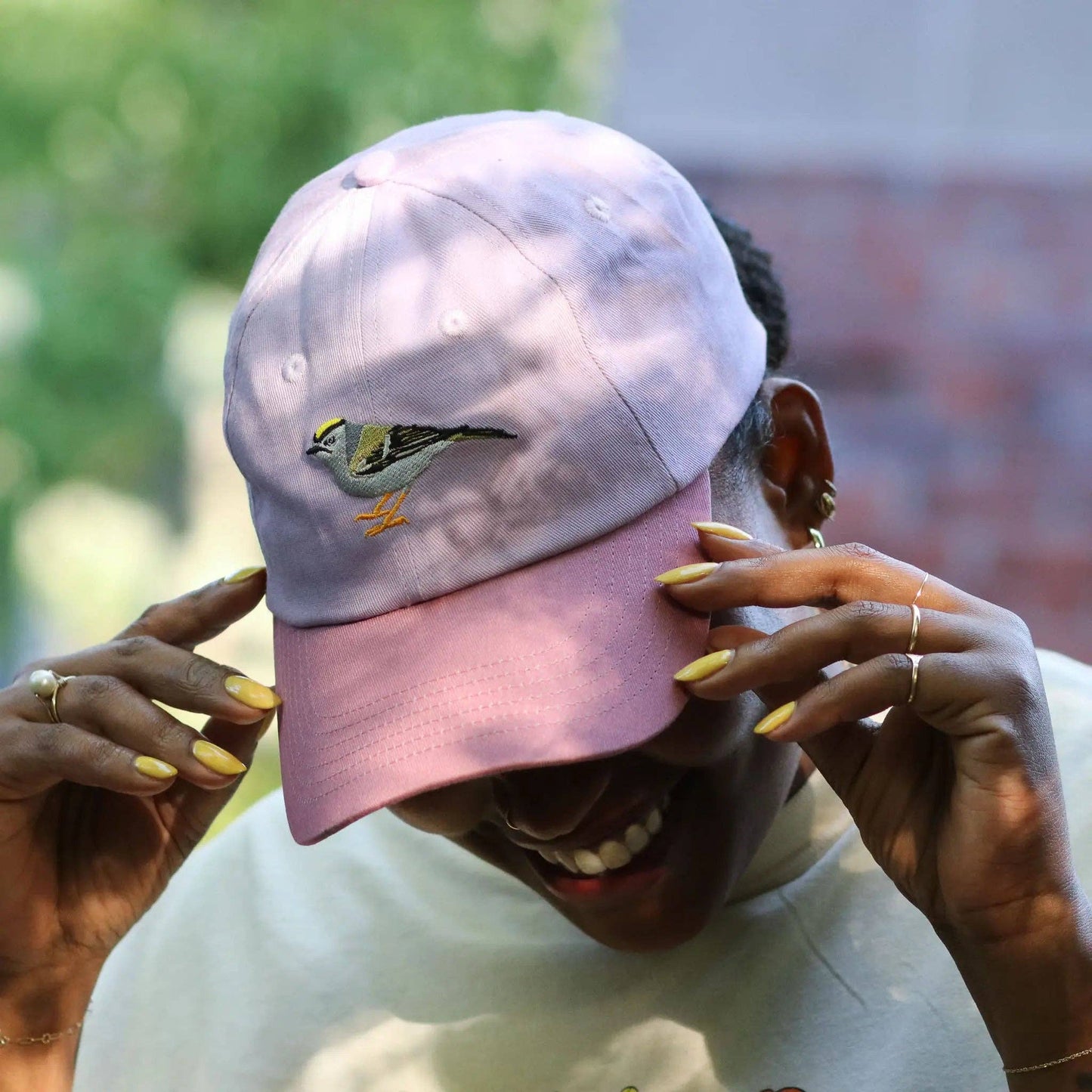 Golden-crowned Kinglet Dad Hat: Orchid