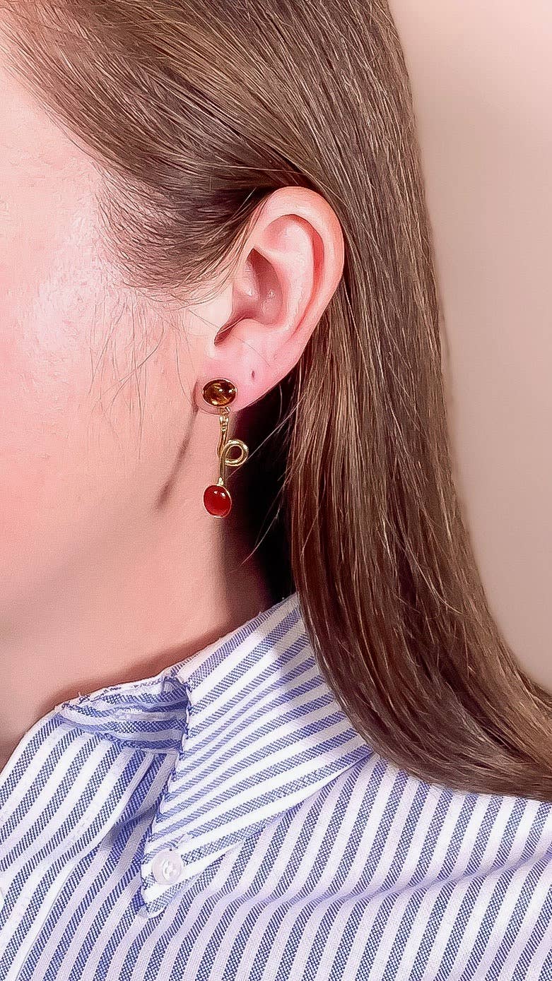 Carnelian + Tortoise Contour Earrings
