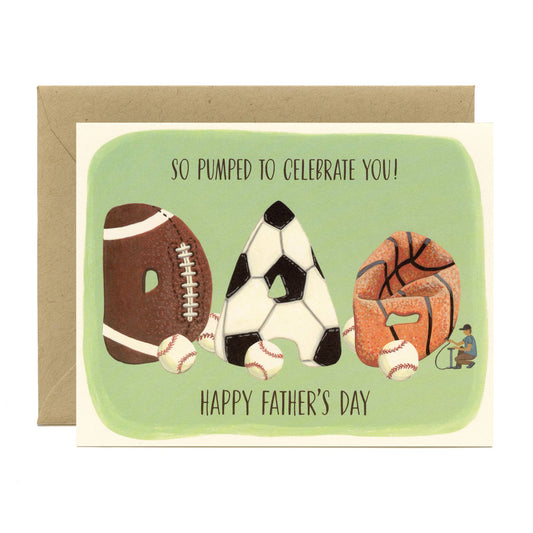 Pumped Up Sports Dad, Football, Soccer, Basketball Father's Day Card