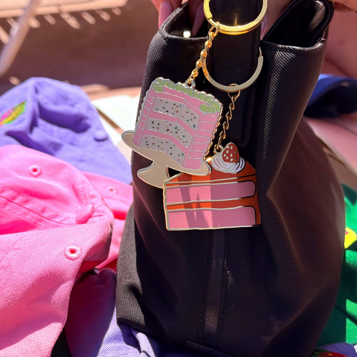 Cake Slice Enamel Bag Charm & Keychain