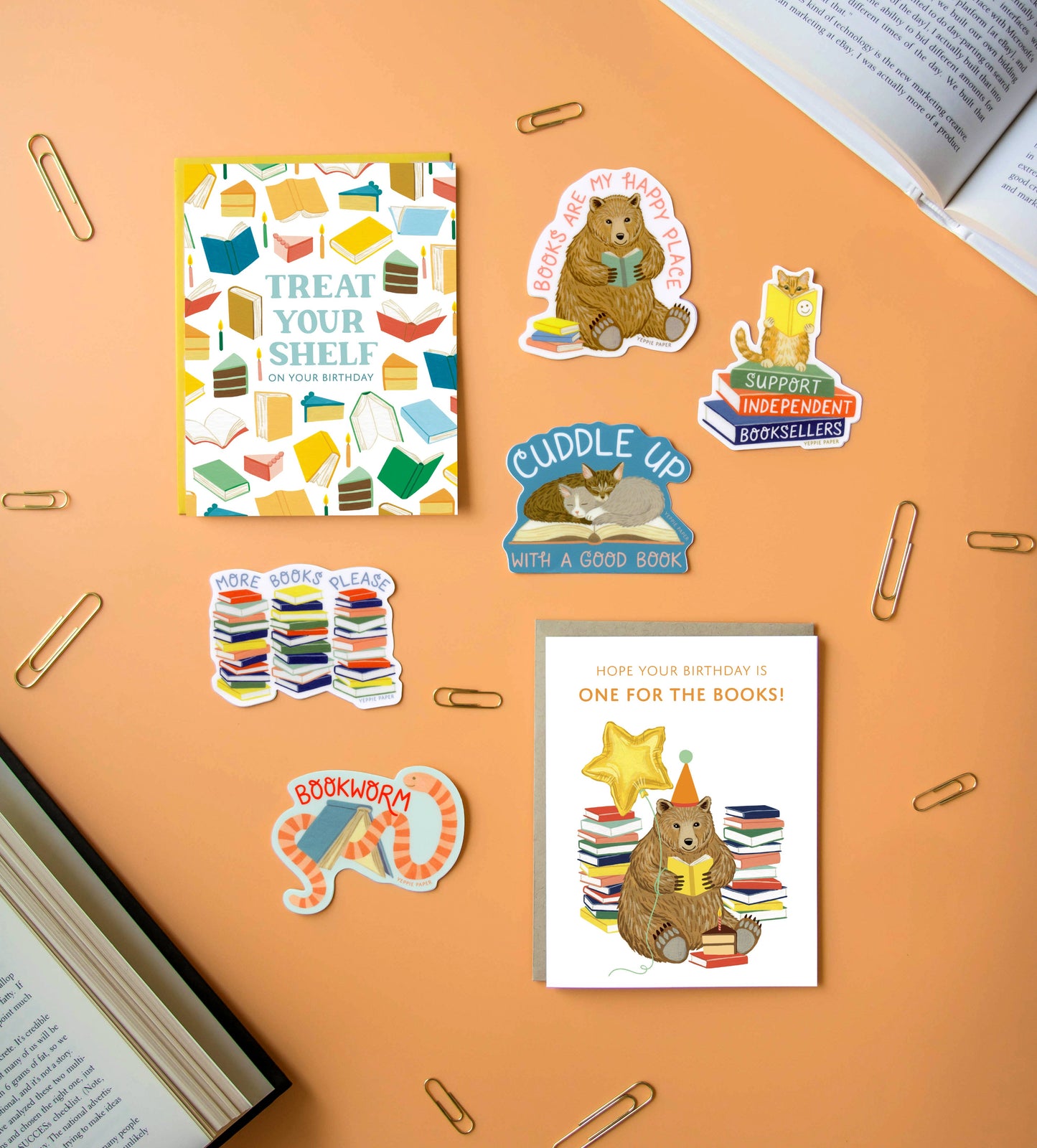 Reading Bear with Books and Cake Birthday Card
