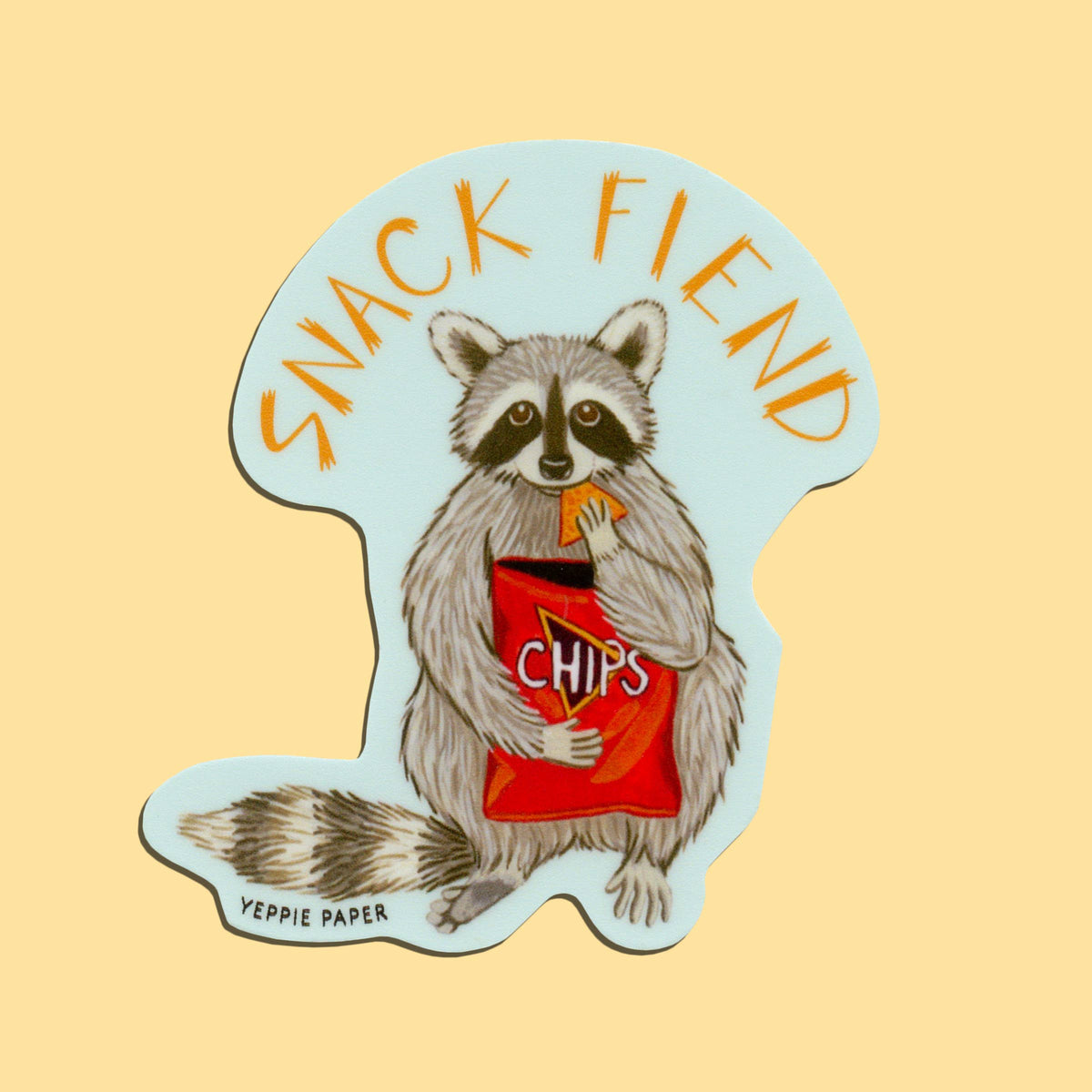 Snack Fiend Raccoon with Doritos Chips Sticker