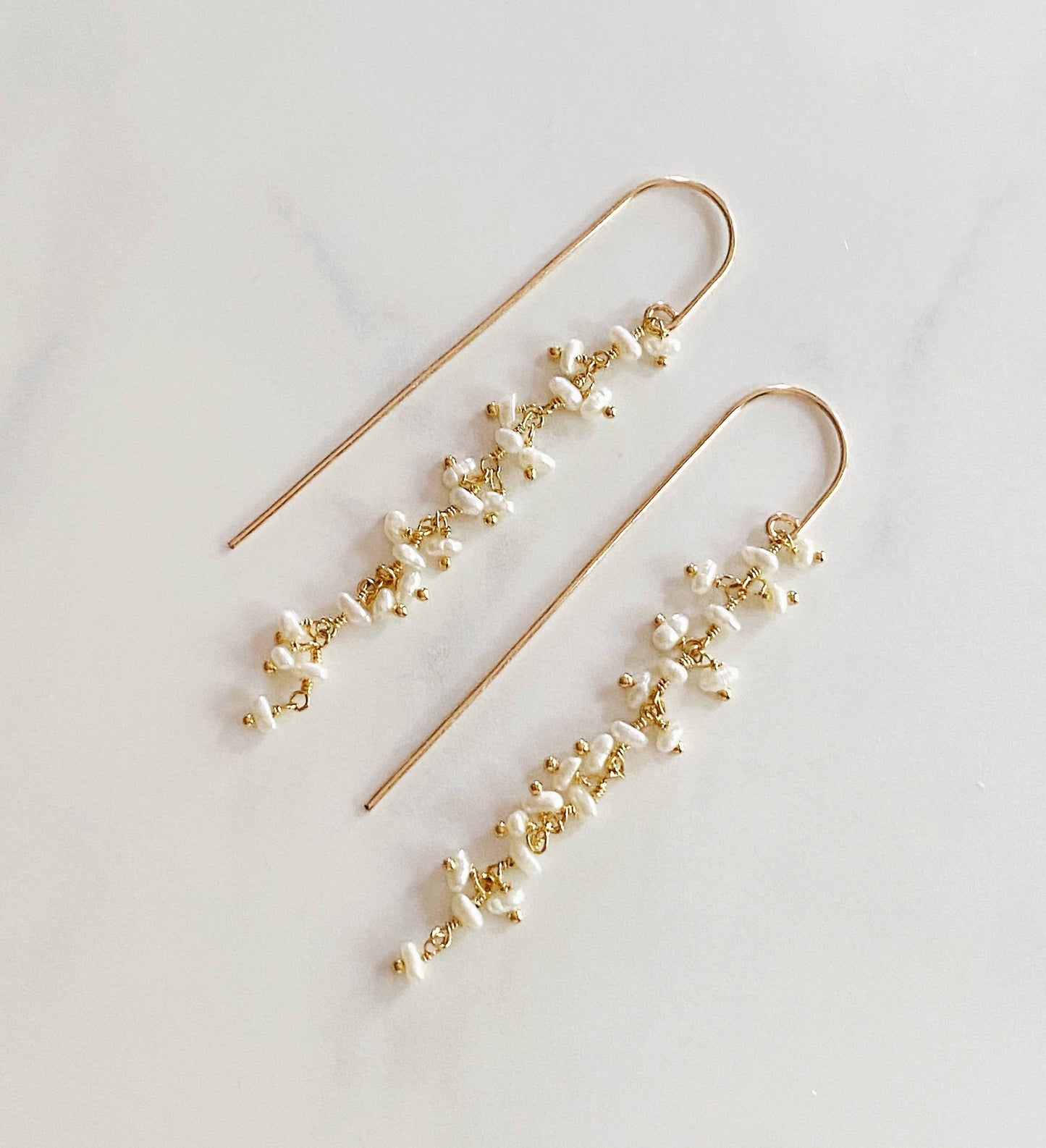 Pearl Cluster Threader Drop | Gold Fill