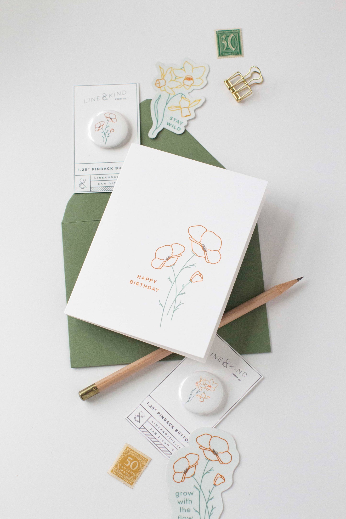 Poppies Flower Birthday Card