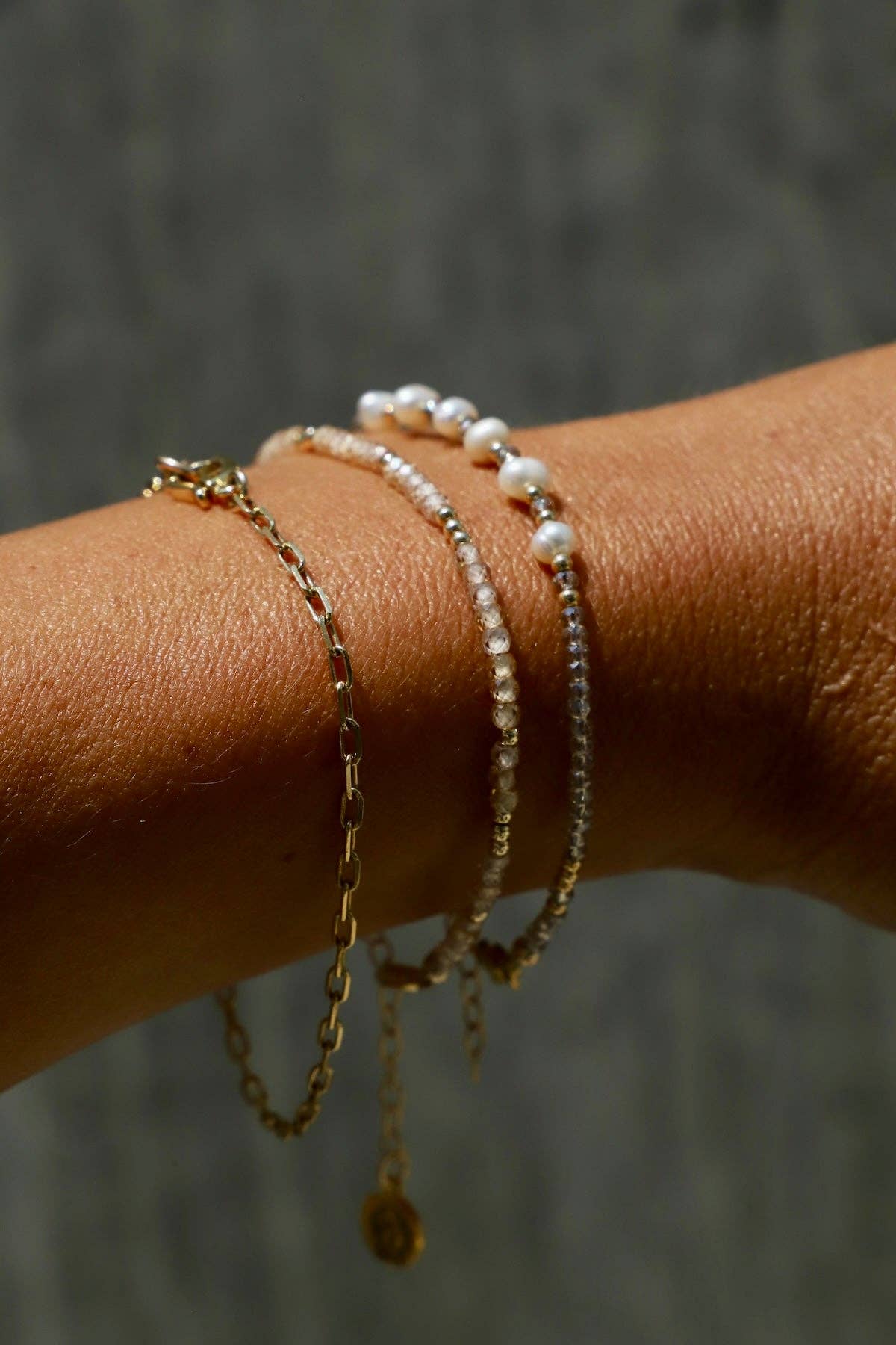 SUNSTONE CZ BEADED BRACELET