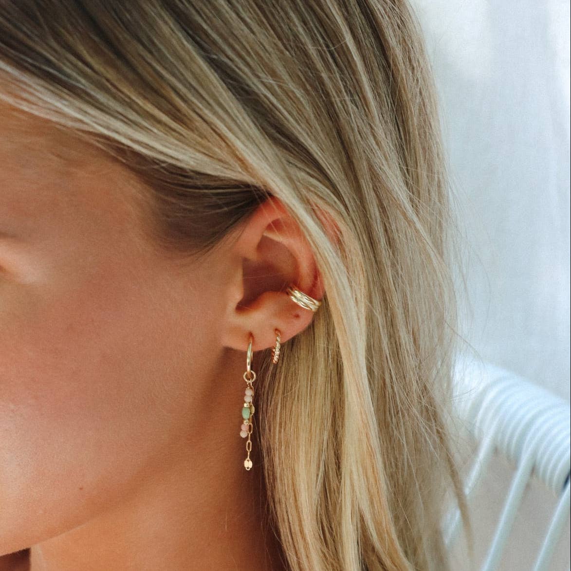 Coral Pixie Hoops: 14k Gold Fill
