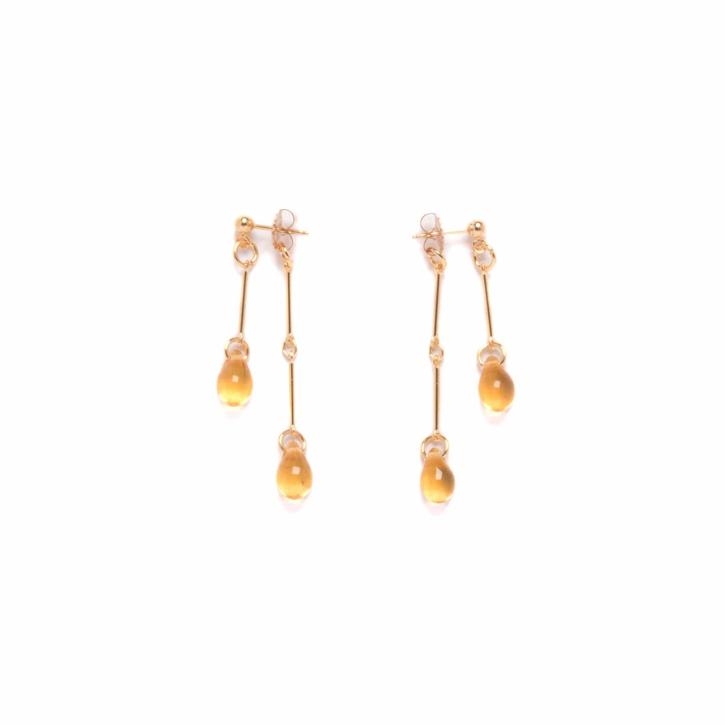 Topaz Glass Double Drop Earrings