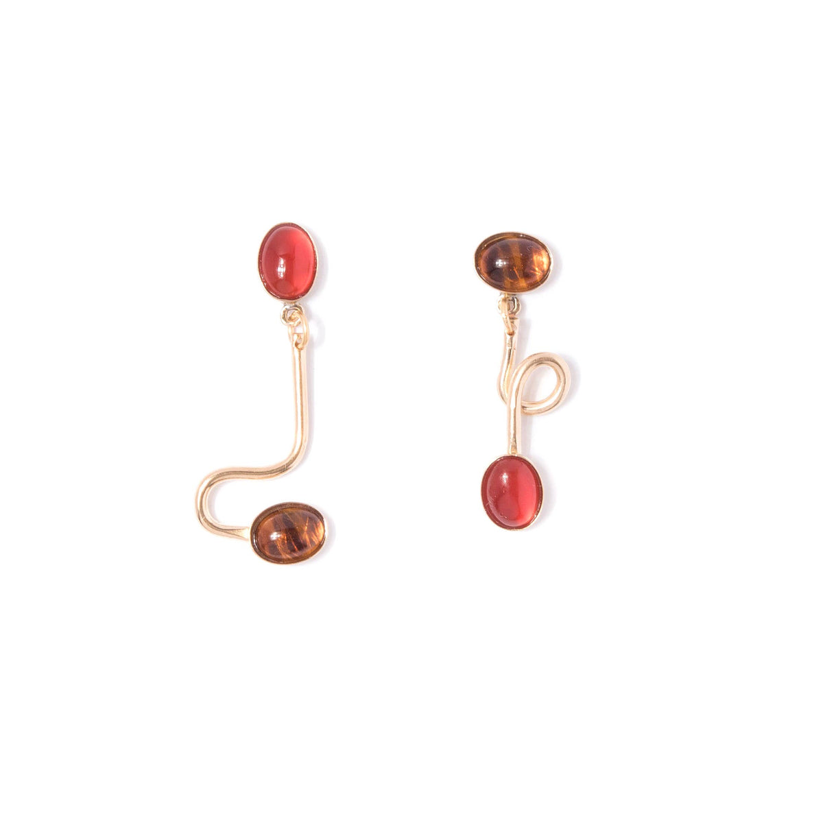 Carnelian + Tortoise Contour Earrings