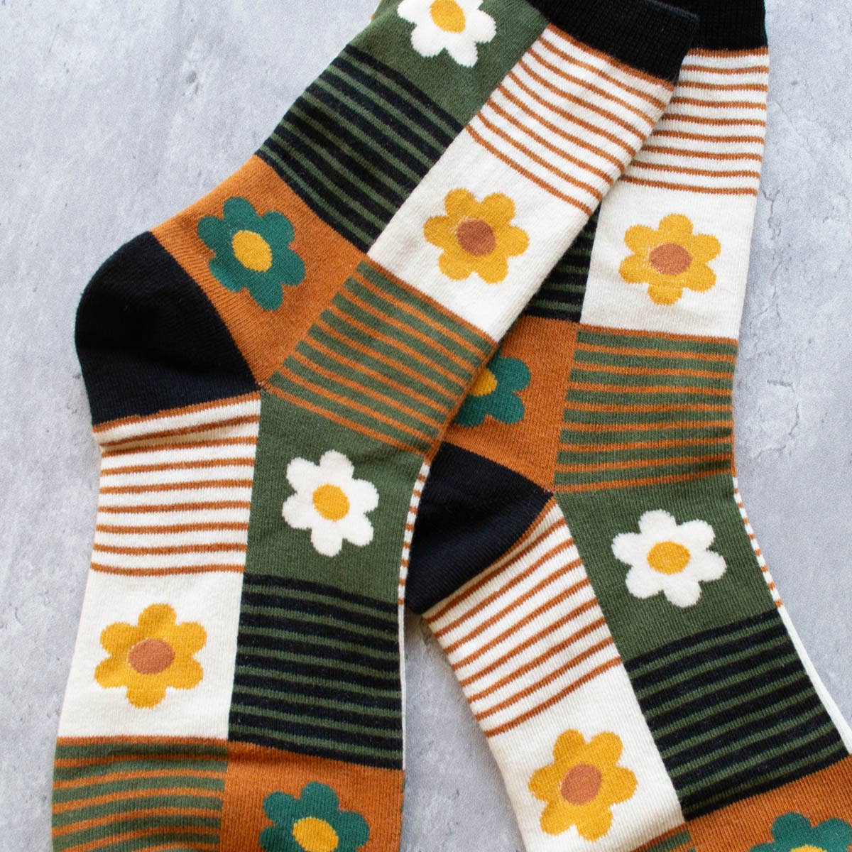 Daisy Multi Striped Socks | Black & Mustard