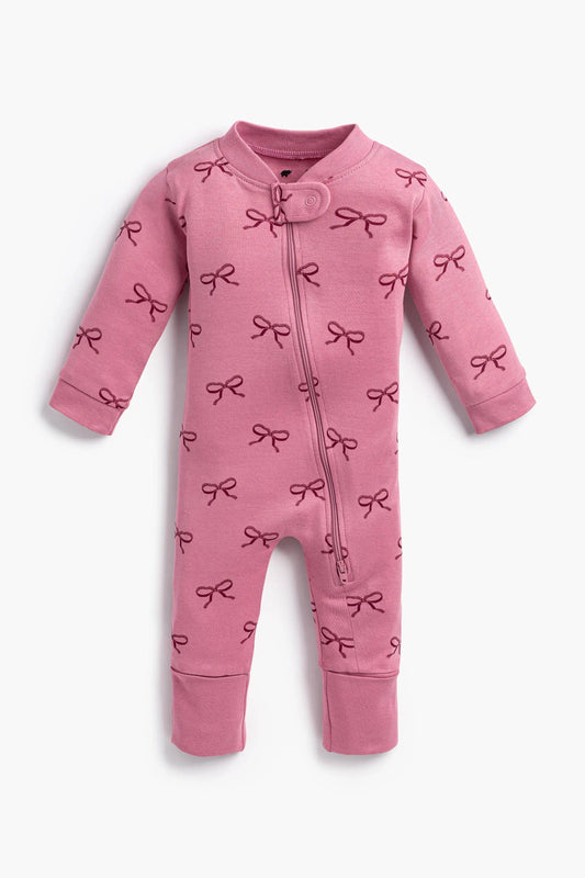 One-Piece Baby Pajamas_Pink Ribbons: Girl / Pink Ribbons / 6-9m