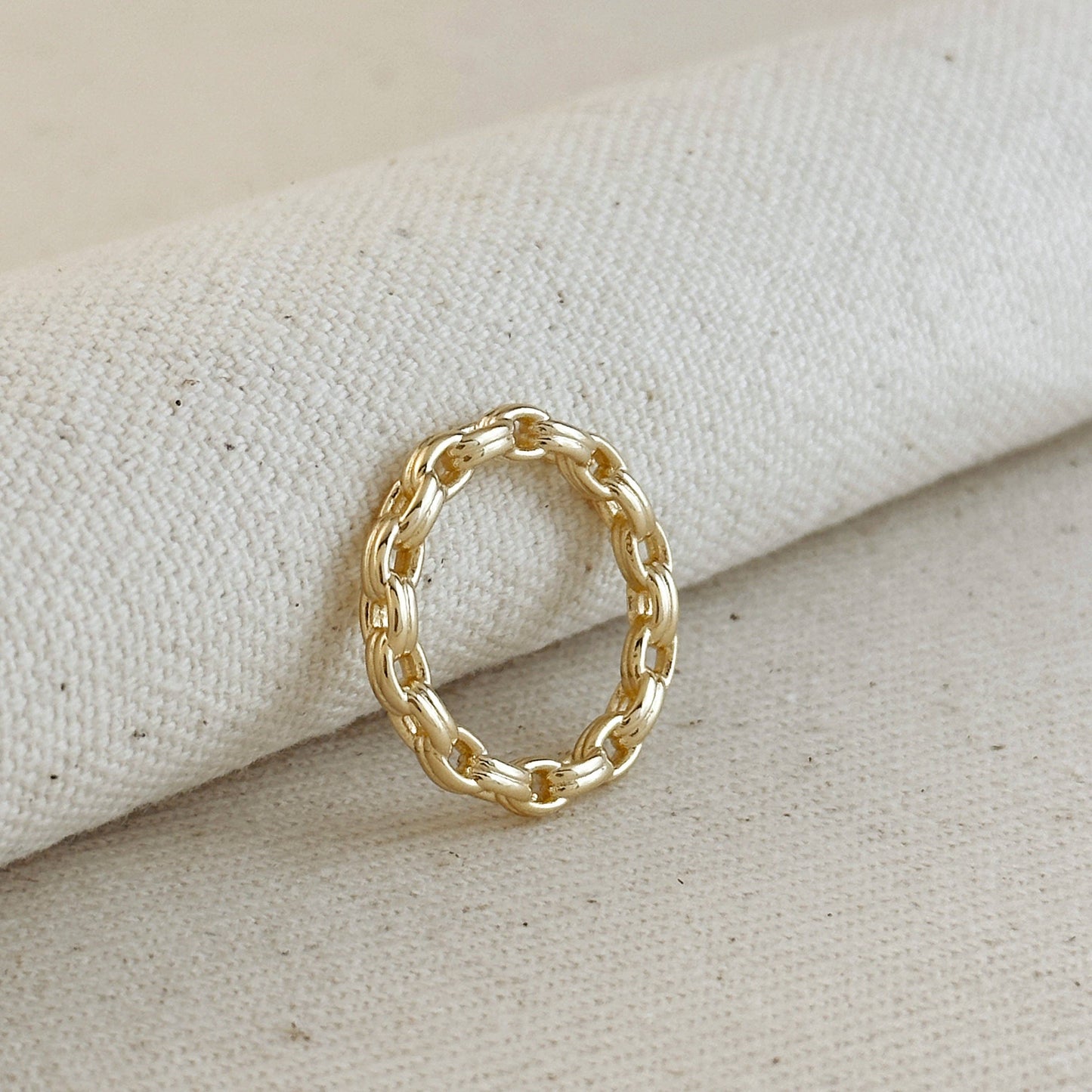18k Gold Filled Double Link Chain Band Ring: 10