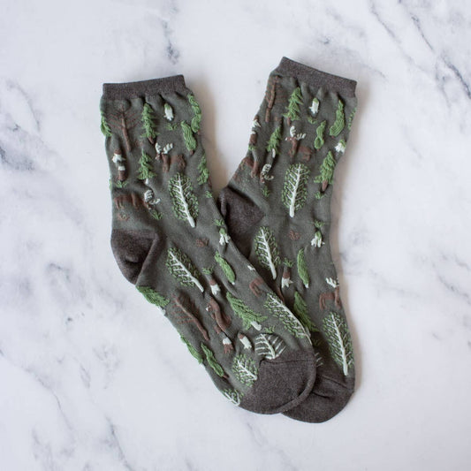 Winter Forest Casual Socks | Brown/Sage