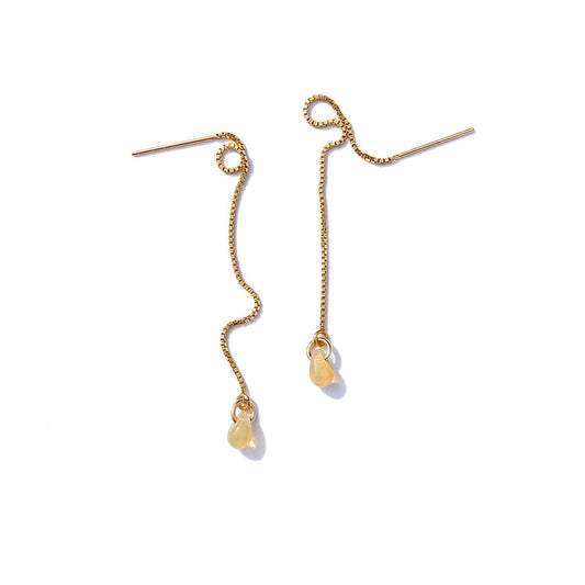 Yellow Opal Glass Teardrop Threaders