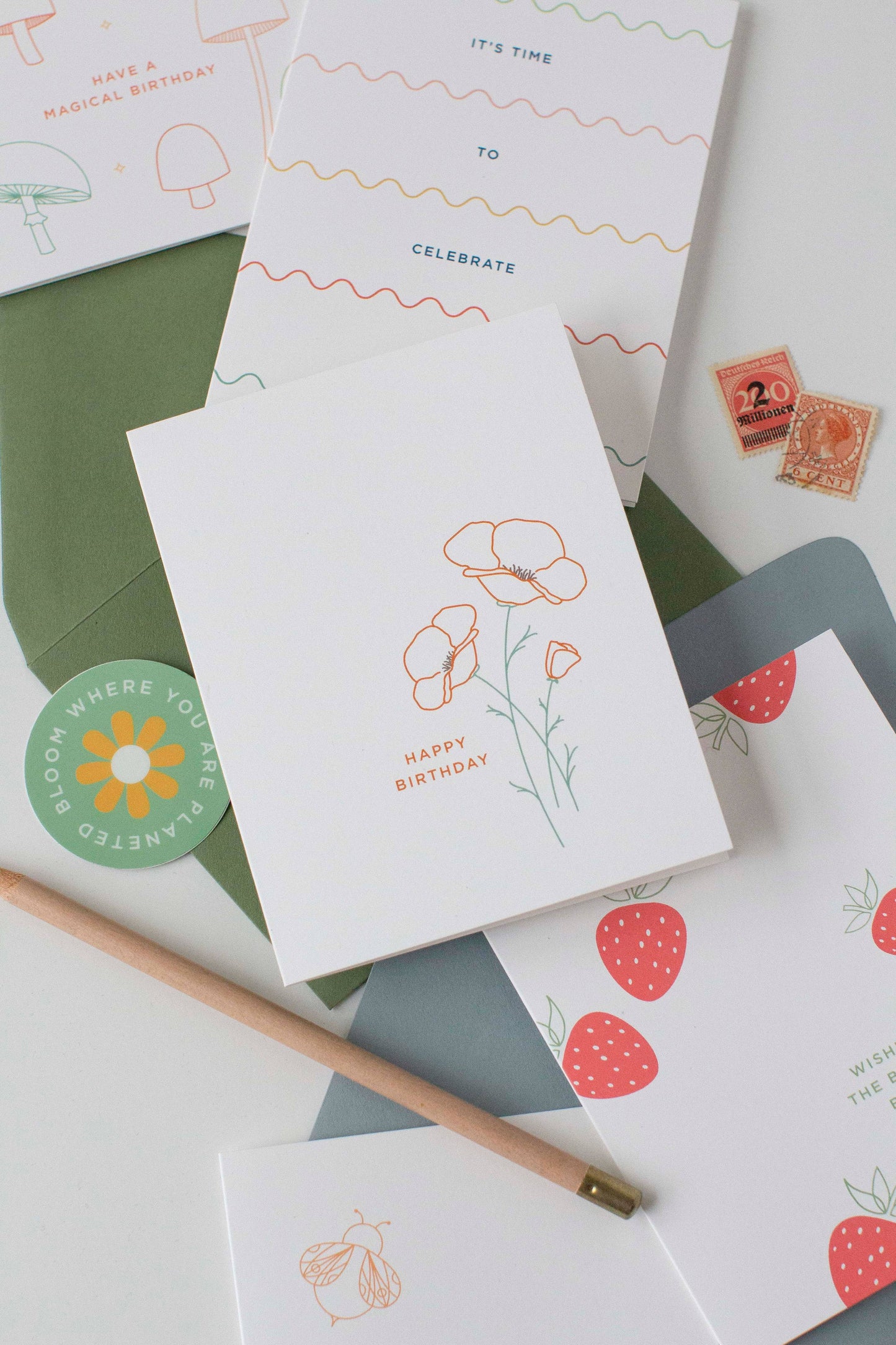 Poppies Flower Birthday Card