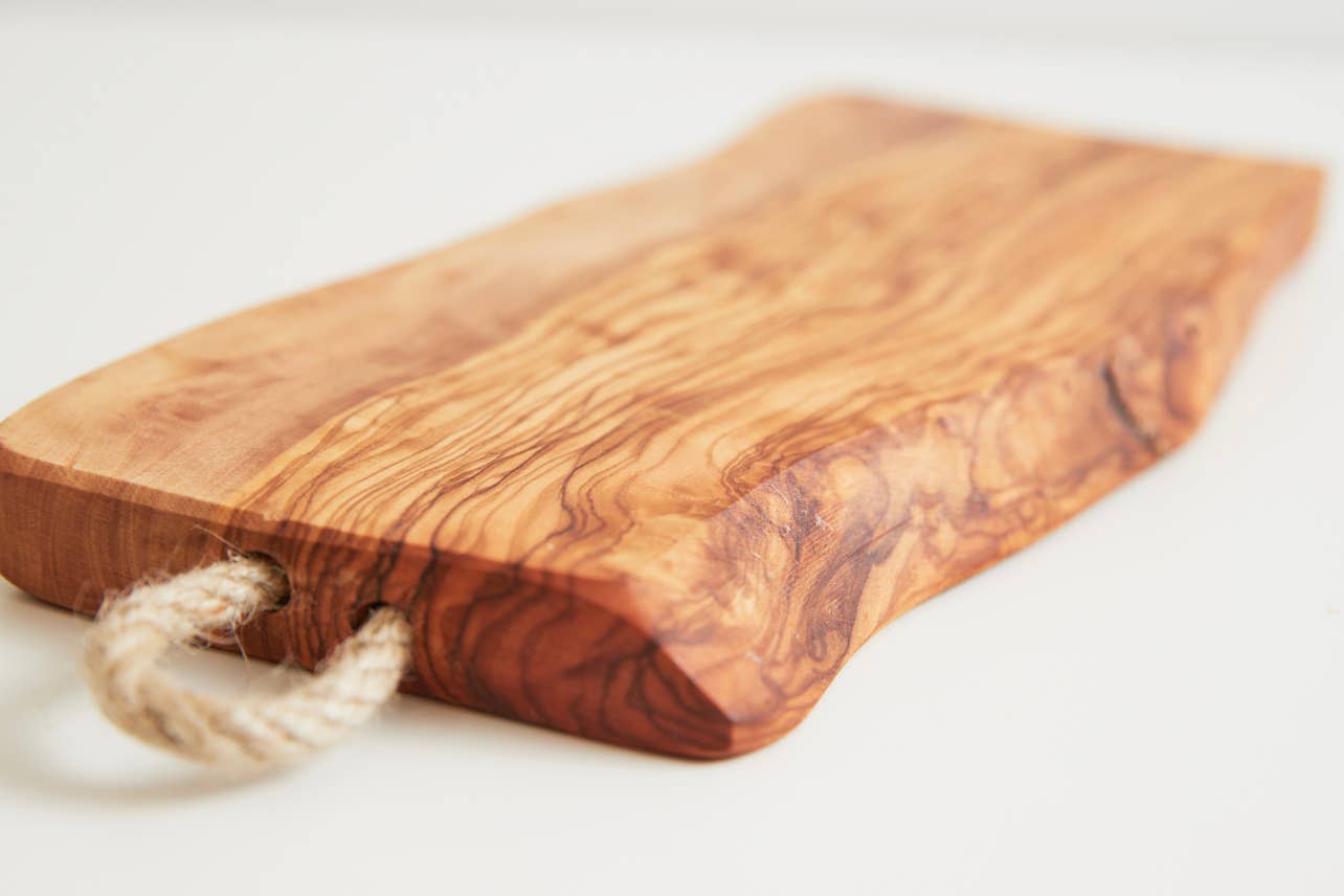Italian Olivewood Charcuterie and Cheese Board With Rope Handle