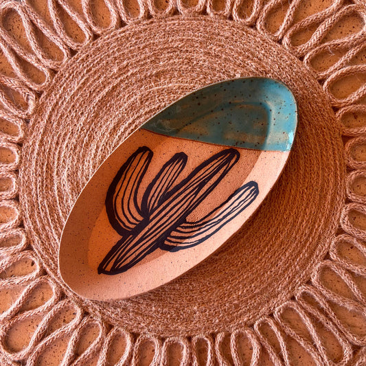 Cacti Oval Trinket Dishes: Saguaro/Teal