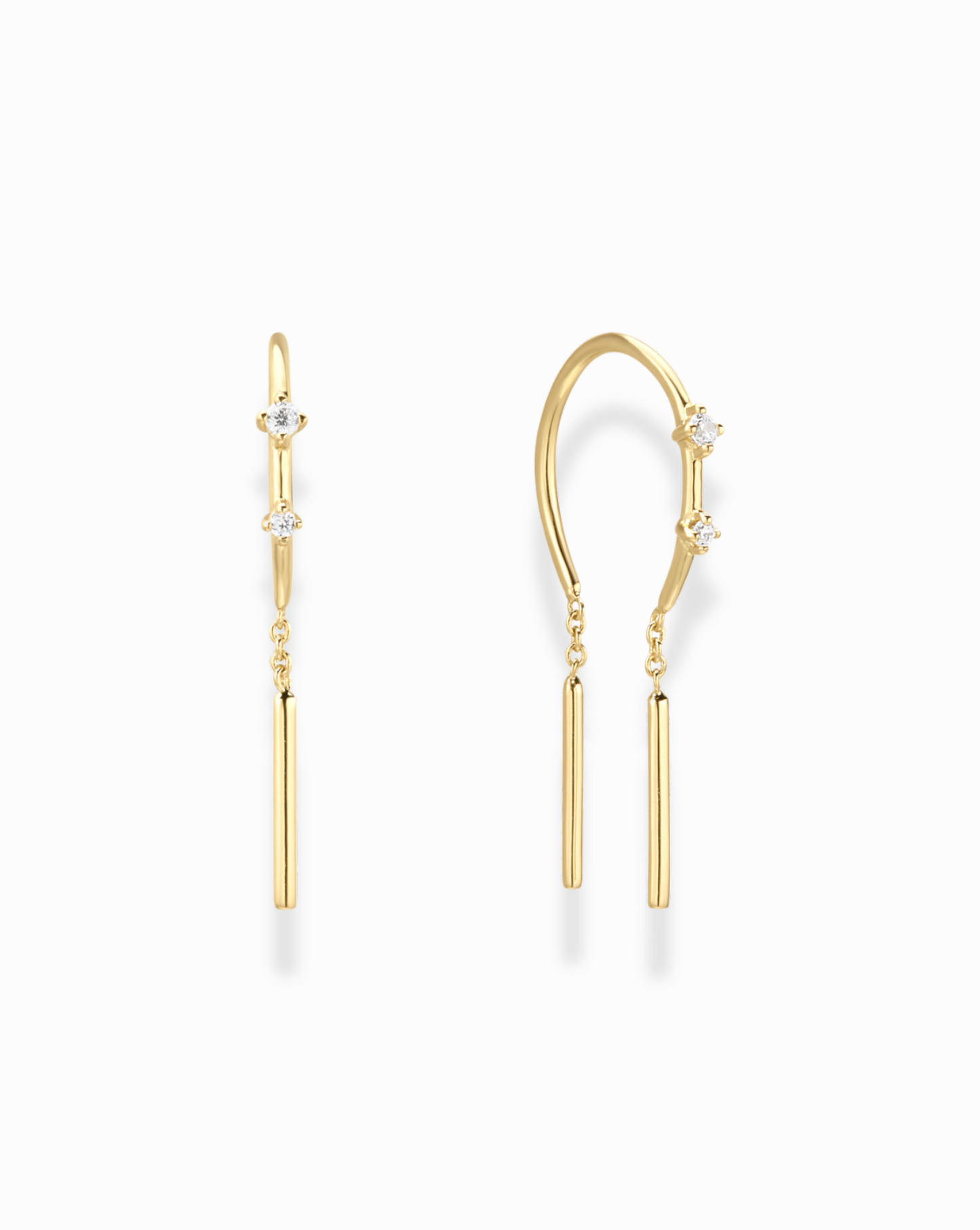 Mila Threader Huggies: Cubic zirconia / Long