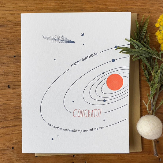 Another Trip Around the Sun Letterpress Birthday Card