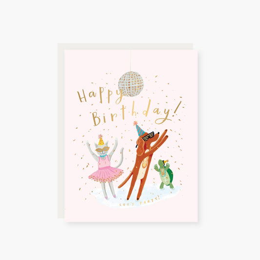 Disco Ball Party Animals Kids Birthday Card
