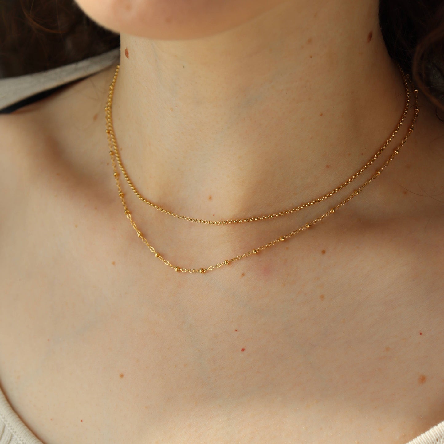 Starry Night Double Chain: 14k Gold Fill / 14-15"