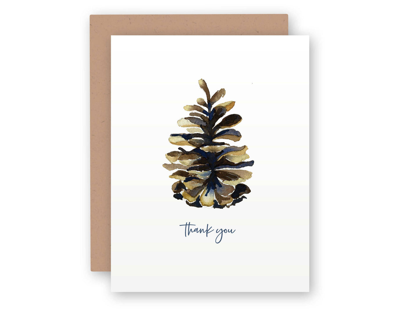 Pinecone Watercolor Thank You Card