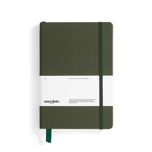 The Daily Planner | Hardcover w Library Buckram Cover | Evergreen