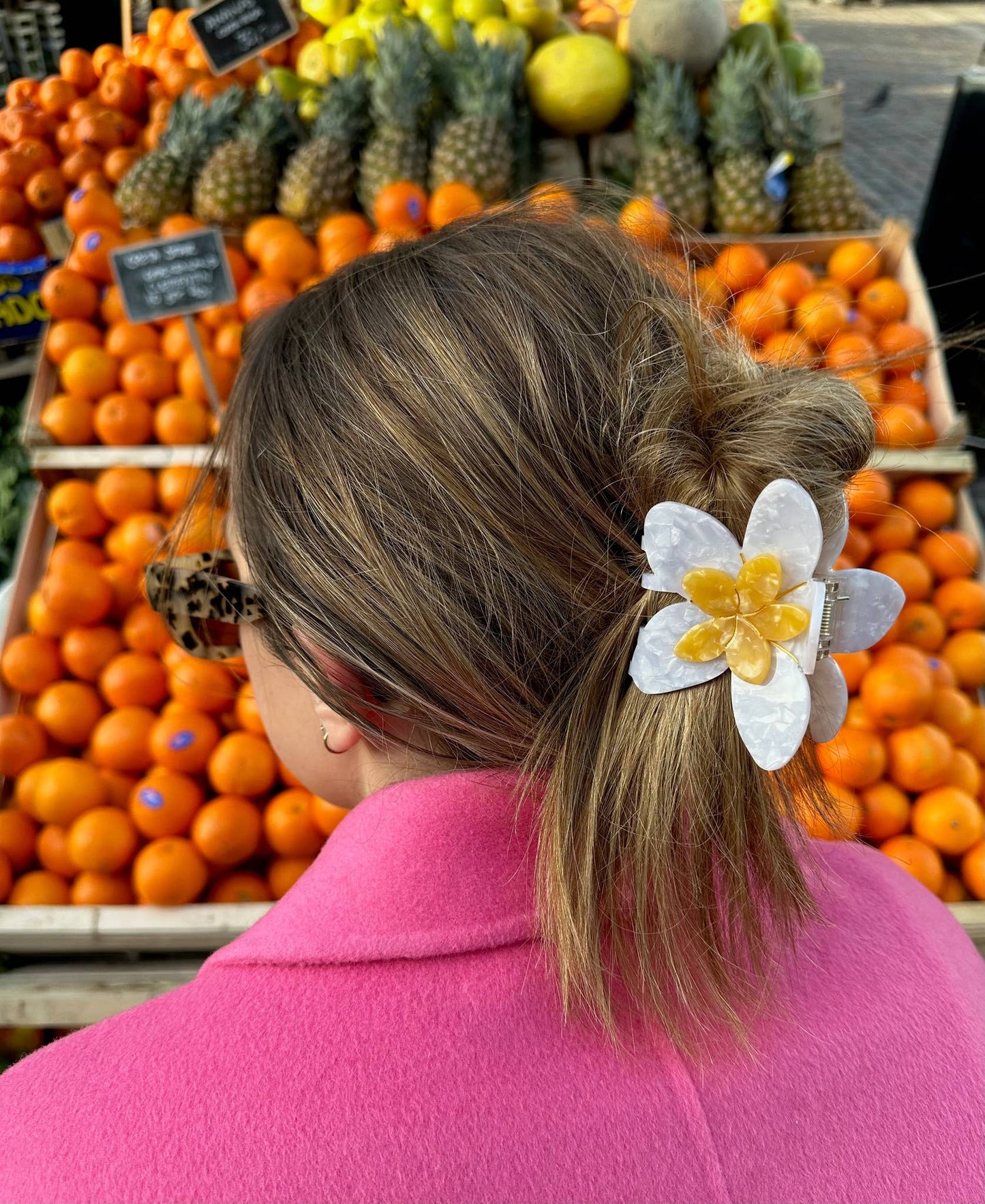 Hand-painted Frangipani Flower Claw Hair Clip | Eco-Friendly: Blue