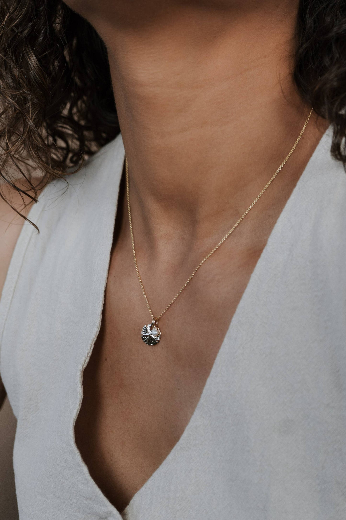 Sand Dollar Sea Necklace: Sterling Silver