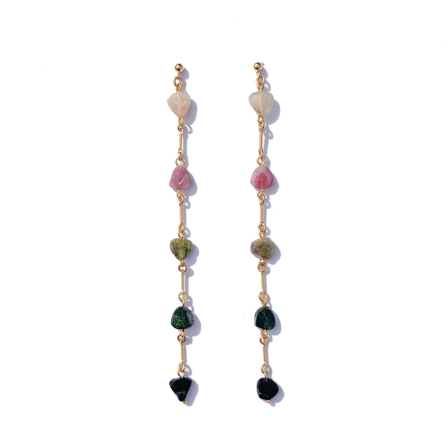 Tourmaline Minimal Charm Earrings | Gold Plated