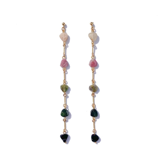 Tourmaline Minimal Charm Earrings | Gold Plated