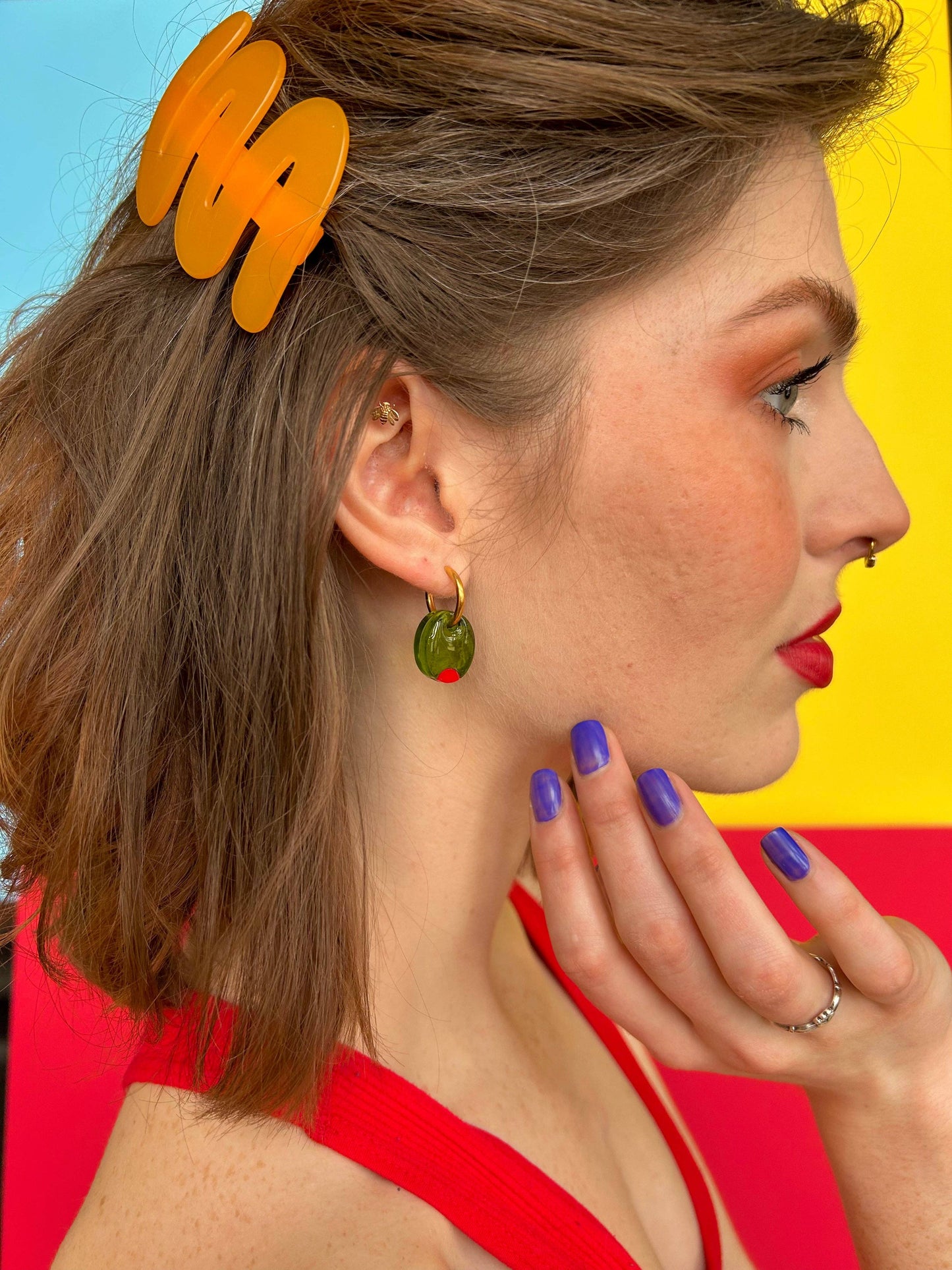 Pimento Olive Earrings