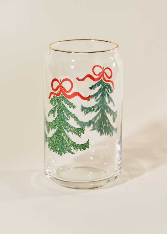 Evergreen Cheer Christmas Tree Soda Can Glass