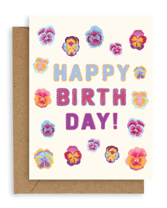 Pansies Birthday Card
